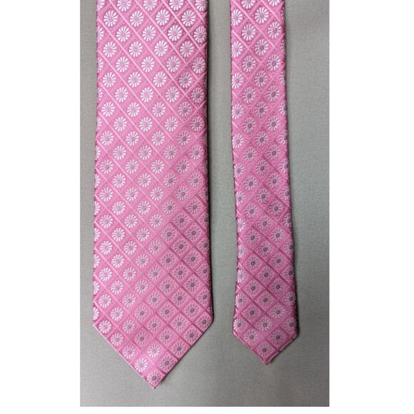 Black + Brown 1826 Tie 100% Silk Jacquard Daisy Floral Pattern - Picture 2 of 4